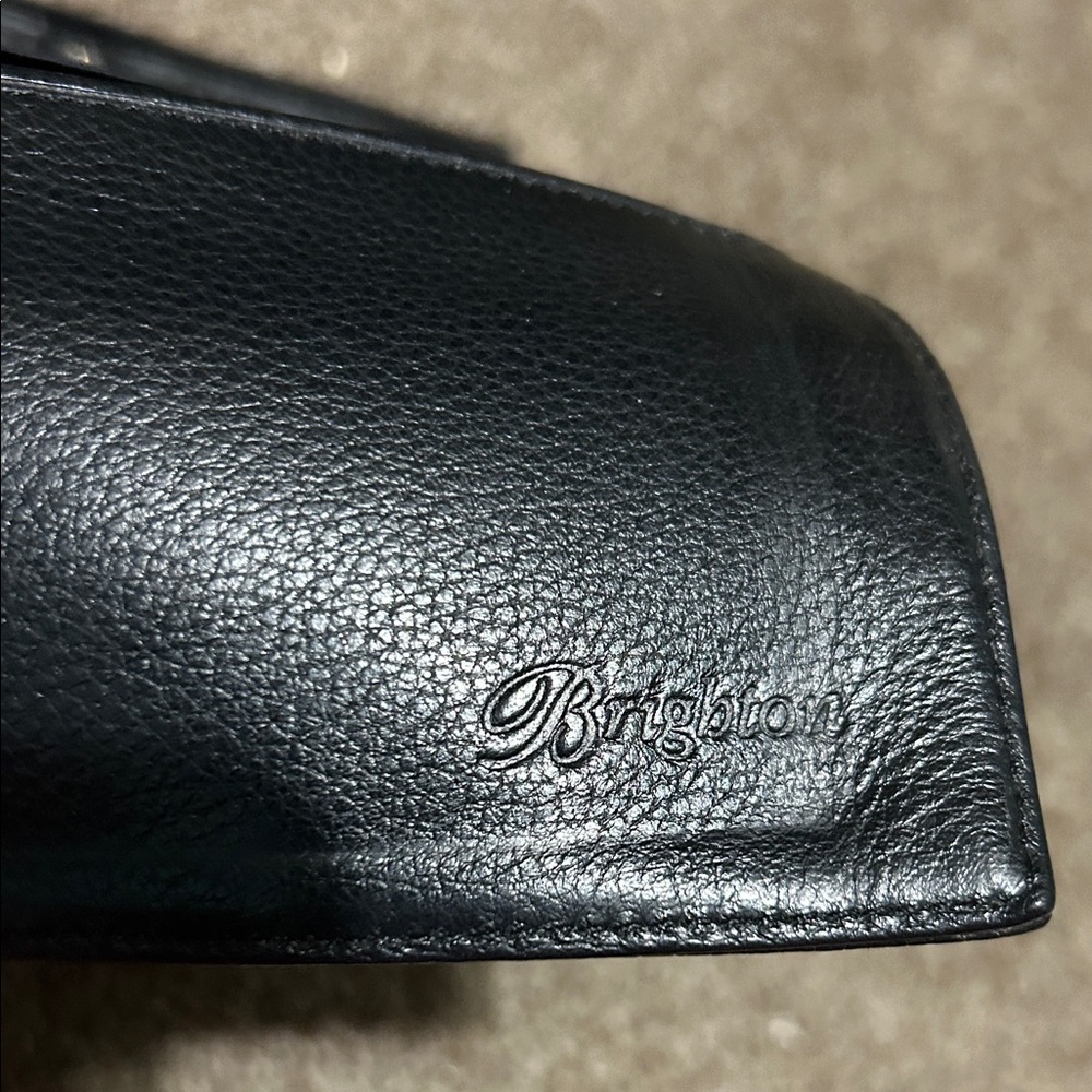 Brighton Two-Toned Crocodile Embossed Leather Brown & Black Crossbody Bag - Picture 3 of 9